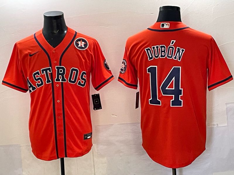 Men 2025 Houston Astros 14 Dubon Orange Nike MLB Jersey 05